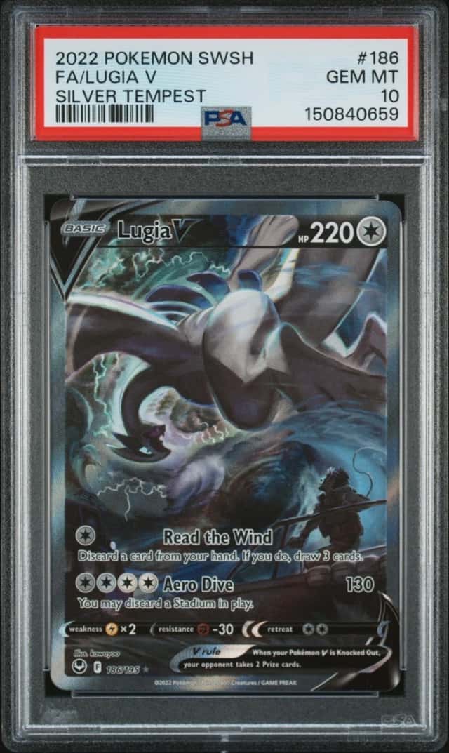 2022 POKEMON FA/LUGIA V SWORD & SHIELD SILVER TEMPEST #186 PSA 10