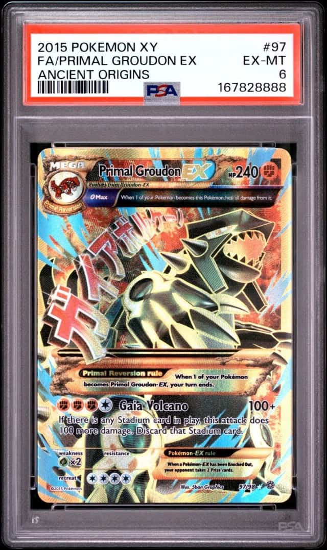 2015 POKEMON XY FA/PRIMAL GROUDON EX ANCIENT ORIGINS #97 PSA 6