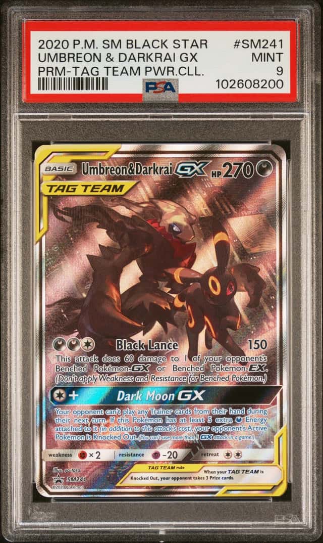 Umbreon & Darkrai GX 2004 Pokemon Sun & Moon Tag Team Powers Promo #SM241 PSA 9