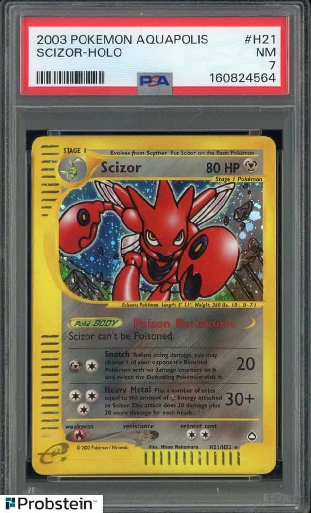 2003 Pokemon Aquapolis #H21 Scizor Holo PSA 7 NM