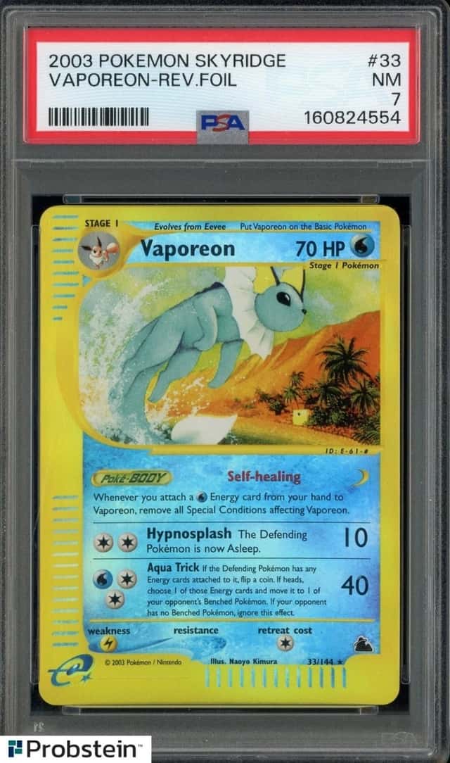 2003 Pokemon Skyridge #33 Vaporeon Reverse Foil PSA 7 NM