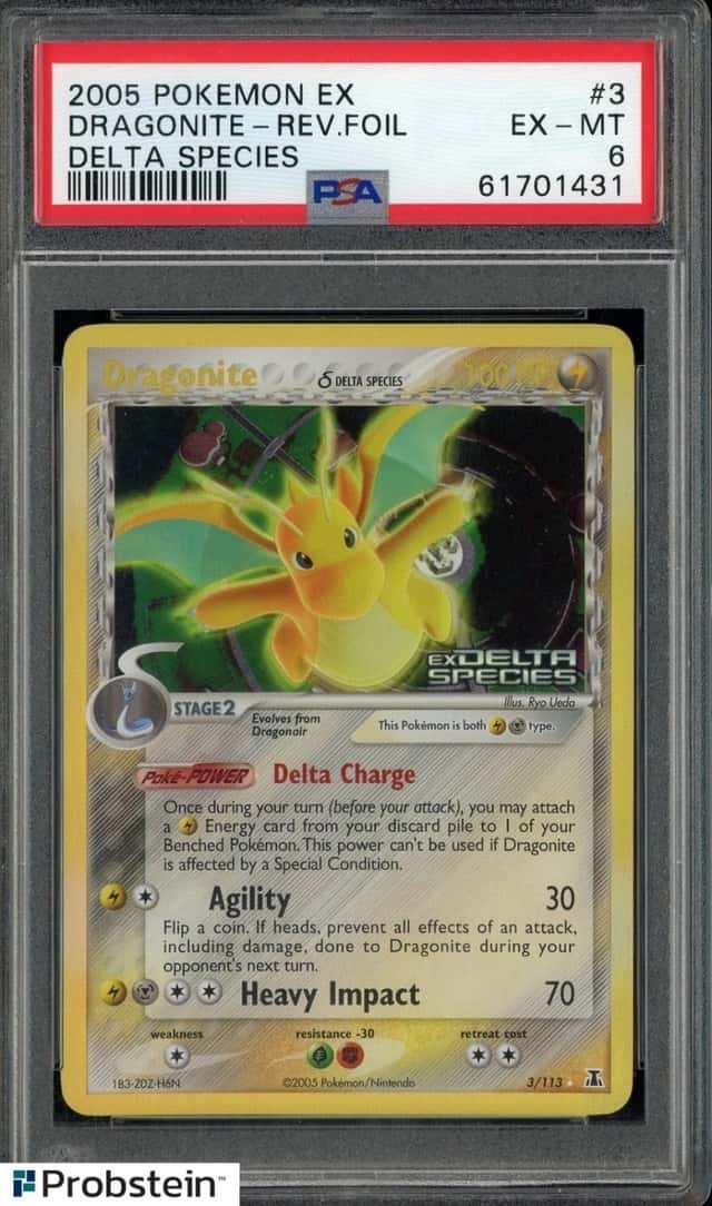 2005 Pokemon EX Delta Species #3 Dragonite Reverse Foil PSA 6 EX-MT