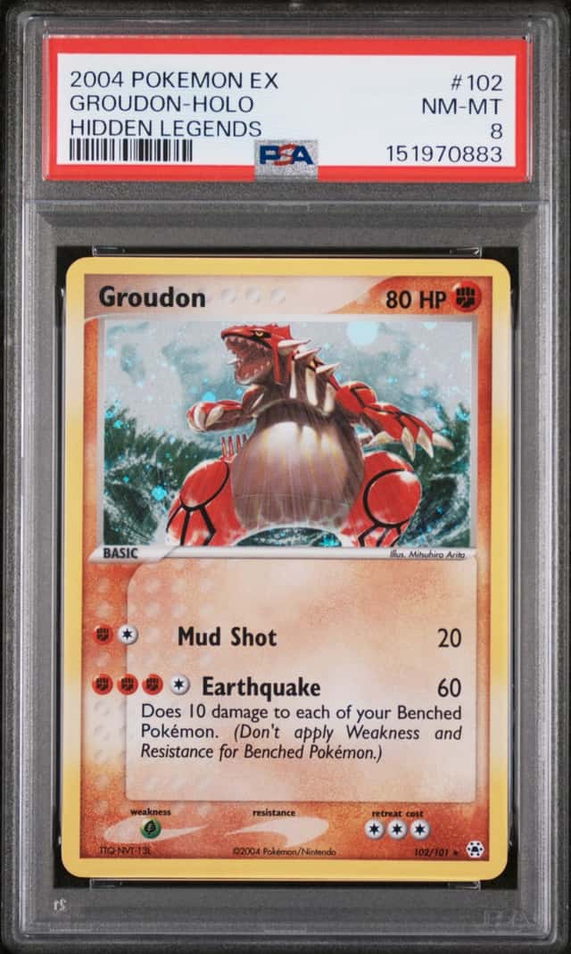 Groudon Holo #102 EX Hidden Legends 2004 Pokemon PSA 8