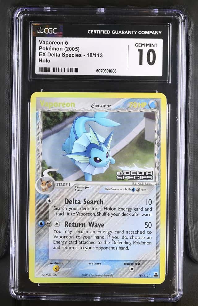 Pokémon Vaporeon δ 2005 EX Delta Species 18/113 Holo CGC 10