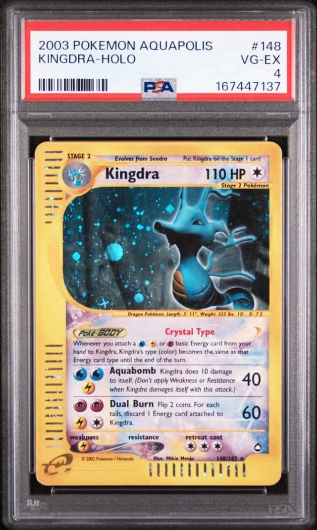 2003 POKEMON AQUAPOLIS #148 KINGDRA-HOLO PSA 4