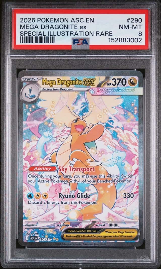2026 POKEMON ASCENDED HEROES SPECIAL ILLUSTRATION RARE MEGA DRAGONITE EX PSA 8