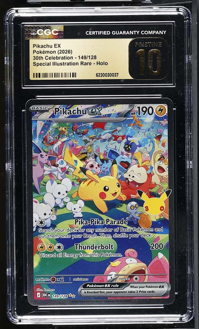 2026 Pokémon Pikachu ex SIR 30th Celebration 149/128 CGC PRISTINE 10