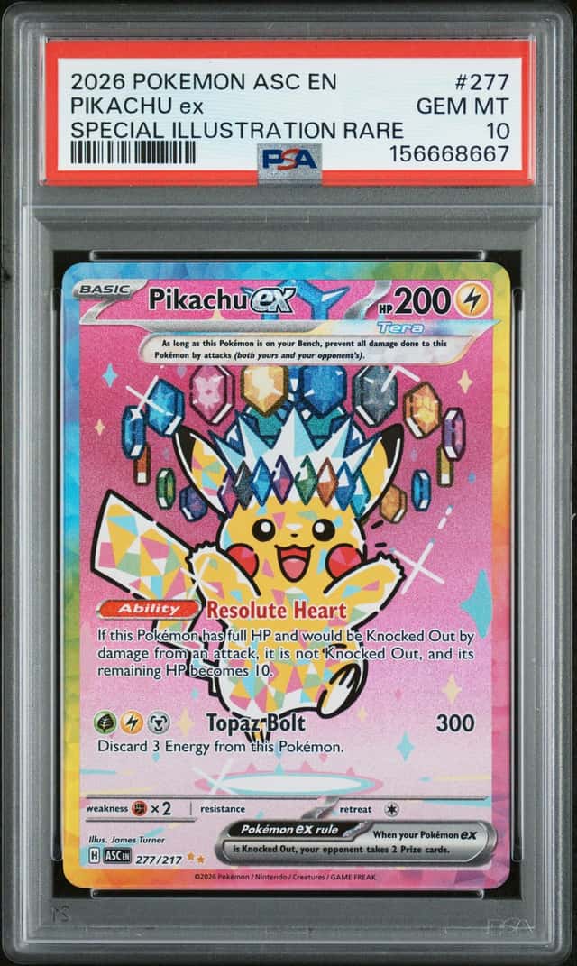 PIKACHU EX 2026 POKEMON ASCENDED HEROES 277/217 SIR PSA 10 Q3963-7