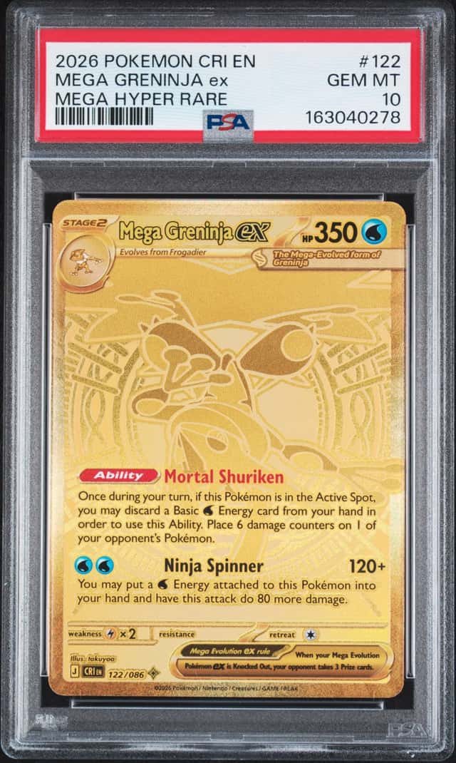 MEGA GRENINJA EX 2026 POKEMON CHAOS RISING #122 MEGA HYPER RARE PSA 10 Q3963-7