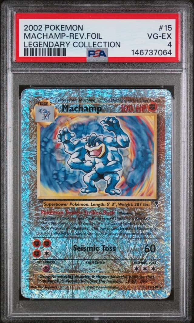 POKEMON MACHAMP-REV.FOIL 2002 LEGENDARY COLLECTION #15 PSA 4