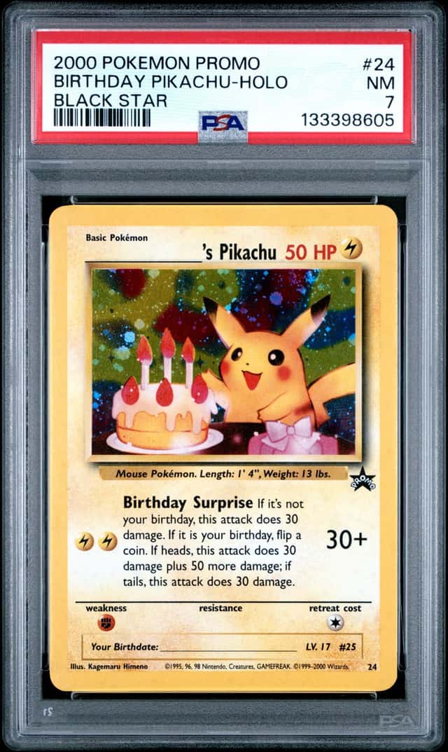 2000 POKEMON BIRTHDAY PIKACHU-HOLO BLACK STAR PROMO #24 PSA 7