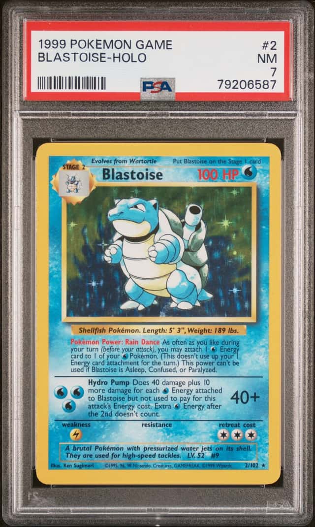 1999 Pokemon Base Set Blastoise Holo 2/102 Unlimited PSA 7 Near Mint