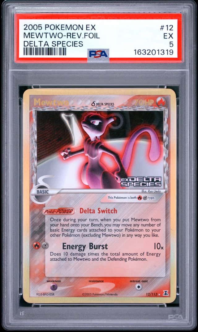 2005 POKEMON EX DELTA SPECIES #12 MEWTWO-REVERSE FOIL PSA 5