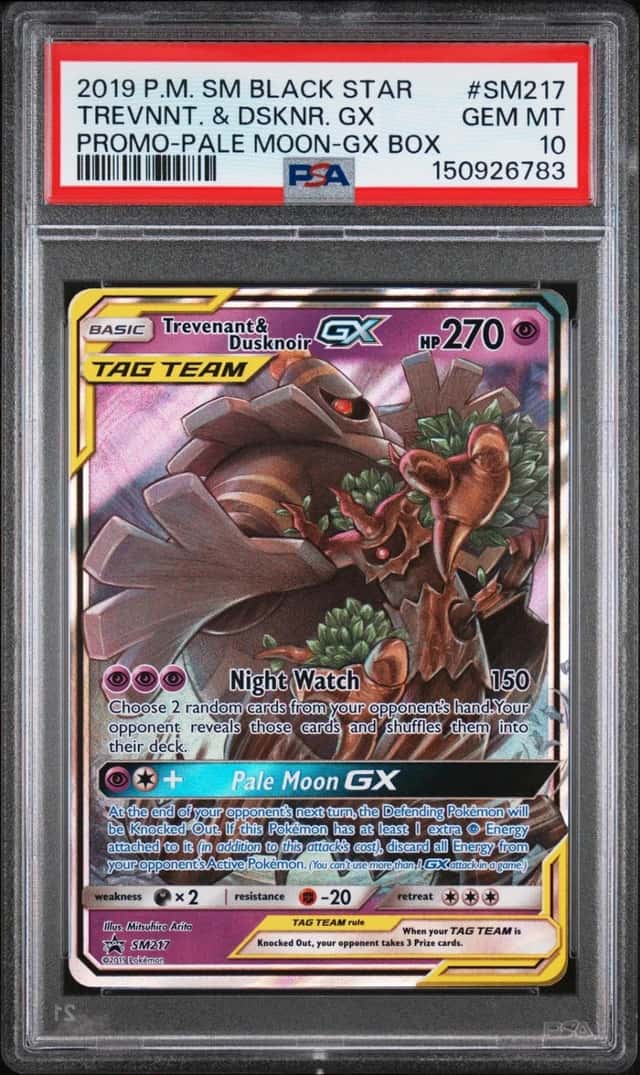 2019 POKEMON SM BLACK STAR PROMO PALE MOON-GX BOX TREVENANT & DUSKNOIR GX PSA 10