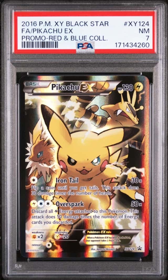 2016 POKEMON XY BLACK STAR PROMO RED & BLUE COLLECTION FULL ART/PIKACHU EX PSA 7