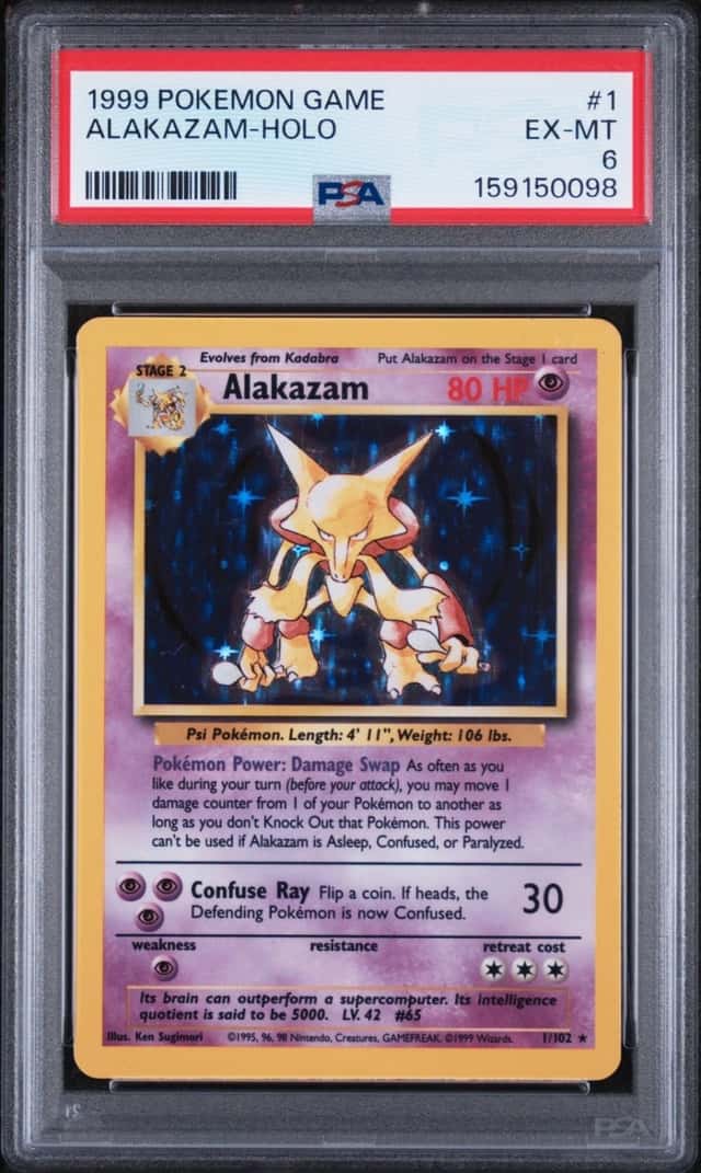1999 POKEMON BASE SET UNLIMITED #1 ALAKAZAM-HOLO PSA 6