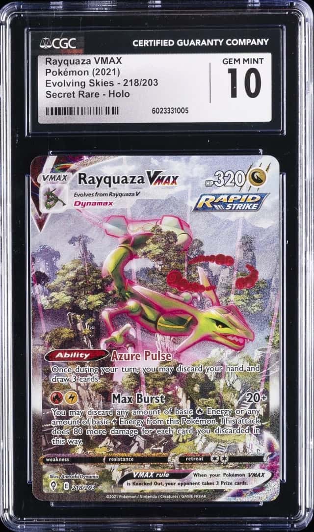 2021 POKEMON SWORD & SHIELD EVOLVING SKIES FULL ART/RAYQUAZA VMAX CGC 10 GM