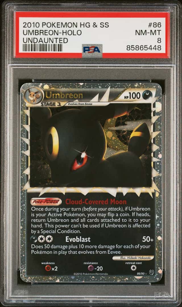2010 Pokemon HeartGold & SoulSilver Undaunted Umbreon Holo #86/90 PSA 8