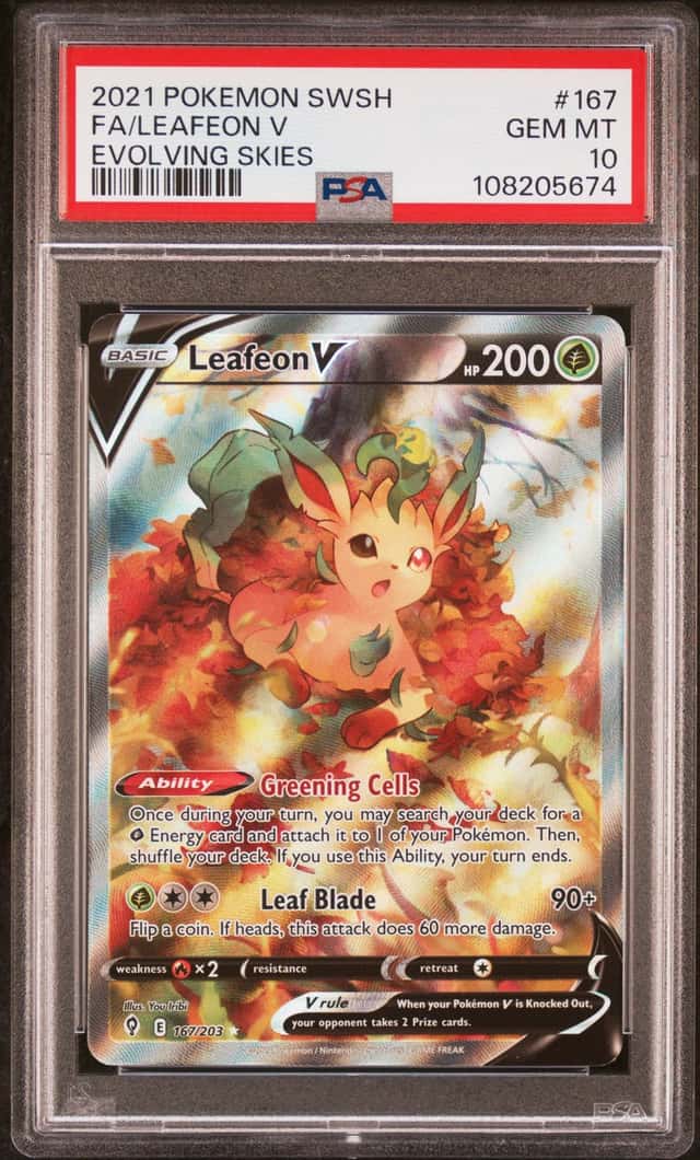 Leafeon V (Alternate Full Art) 167/203 Pokemon SWSH07: Evolving Skies PSA 10
