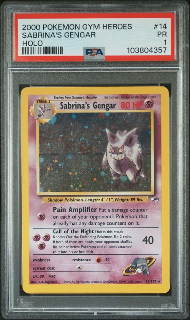 Sabrina's Gengar PSA 1 2000 Pokemon Gym Heroes #014/132 Holo 4357