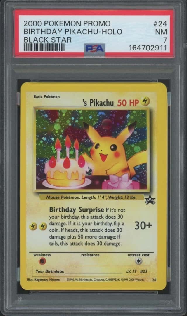 2000 Pokémon Black Star Promo Holo #24 Birthday Pikachu NM PSA 7