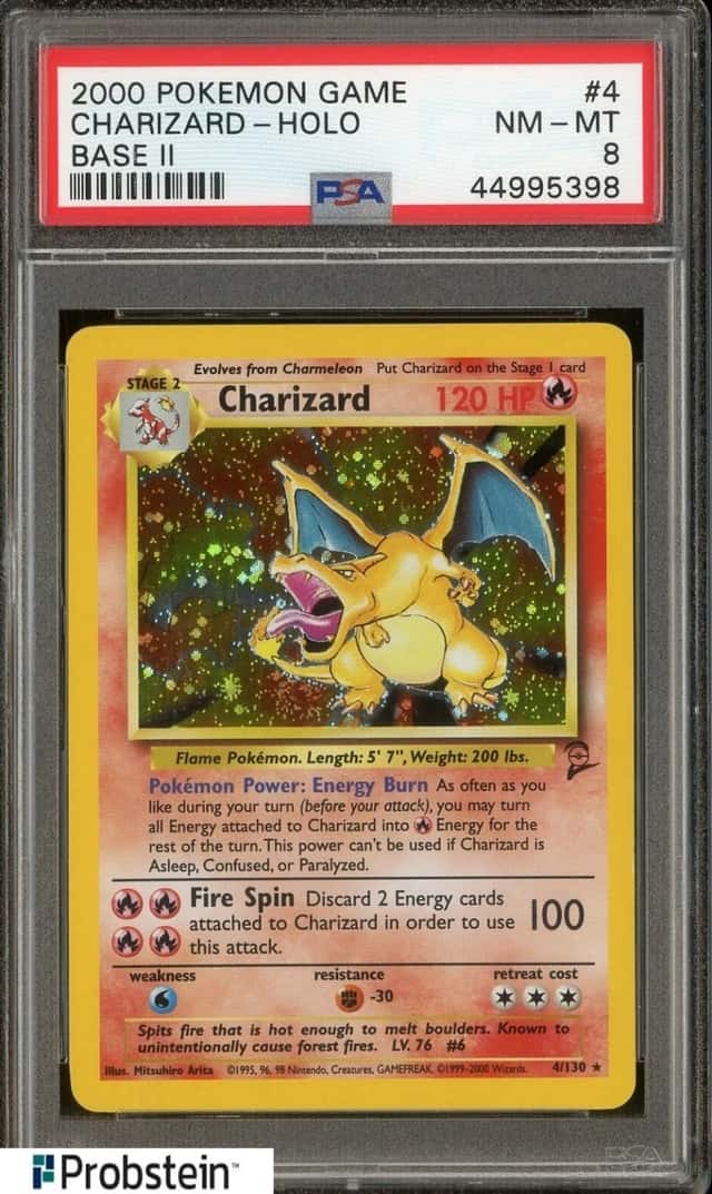 2000 Pokemon Game Base II #4 Charizard Holo PSA 8 NM-MT