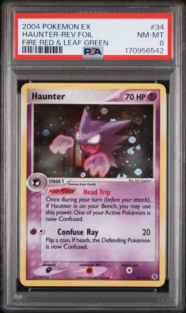 PSA 8 HAUNTER REVERSE FOIL FIRE RED & LEAF GREEN #34 2004 POKEMON EX