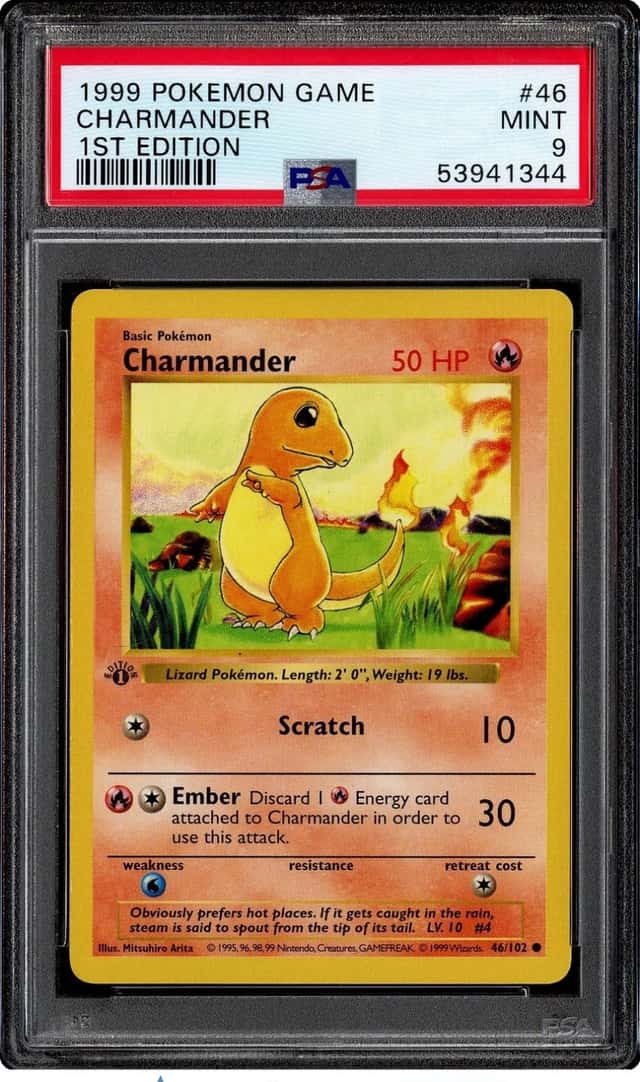 Pokemon 1999 Charmander 46/102 1st Edition Common Base Set PSA 9