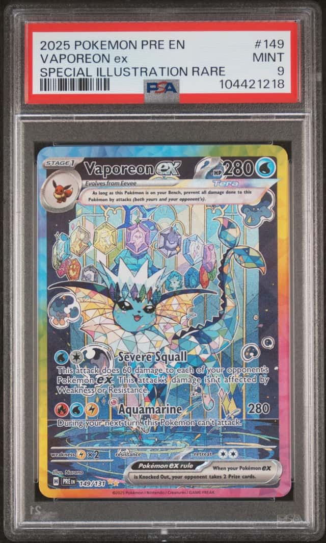 Vaporeon ex 149/131 Pokemon Sv: Prismatic Evolutions PSA 9