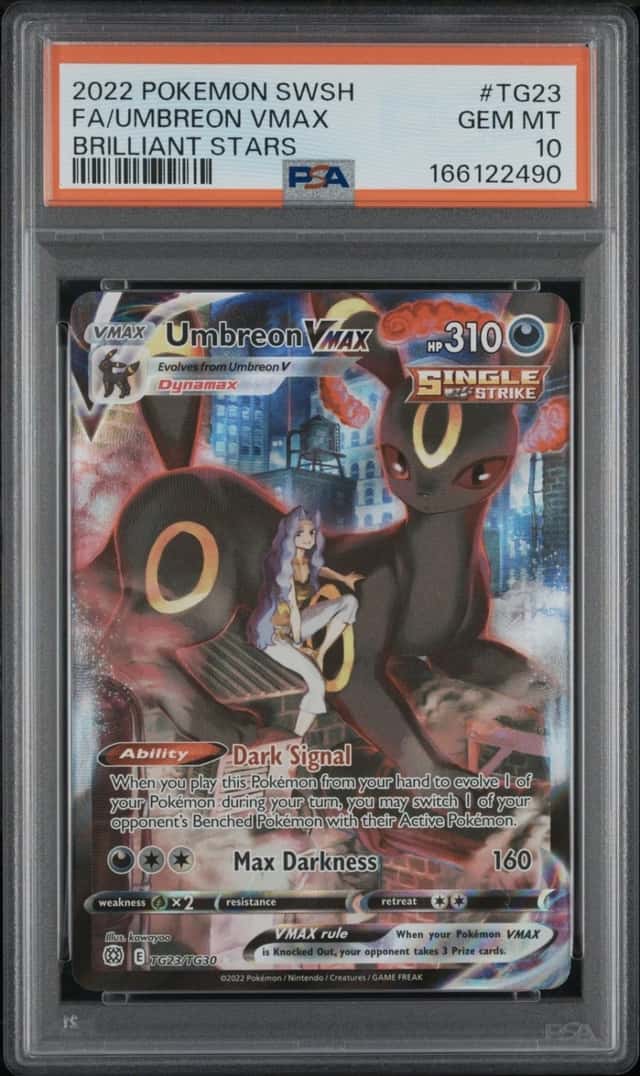 2022 POKEMON SWORD & SHIELD BRILLIANT STARS #TG23 FULL ART/UMBREON VMAX PSA 10