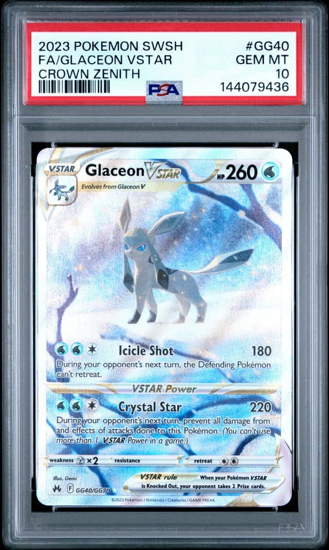 GLACEON VSTAR 2023 POKEMON CROWN ZENITH GG40/GG70 FULL ART PSA 10 Q3963-6