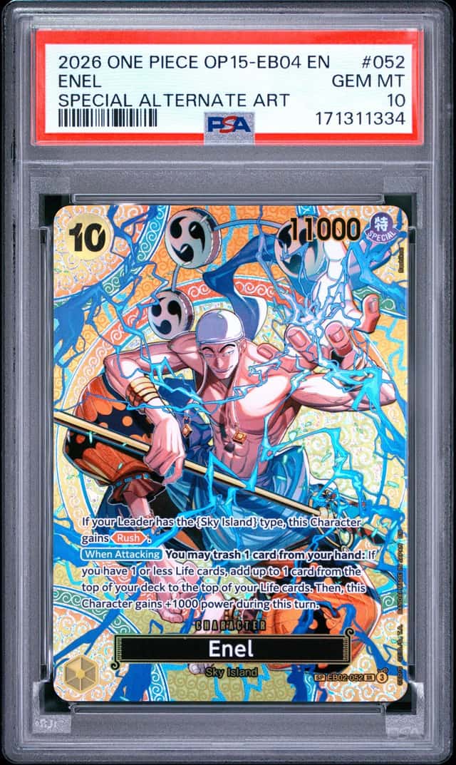 2026 One Piece OP15-EB04 En Special Alternate Art #052 Enel PSA 10 GEM MINT