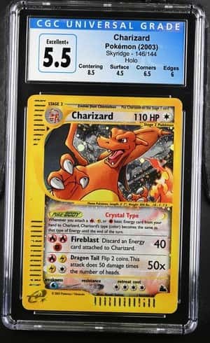 2003 Pokemon Skyridge Holo #146 Crystal Charizard - Signed, Sketched On Slab By Kouki Saitou - CGC EX+ 5.5, Beckett LOA