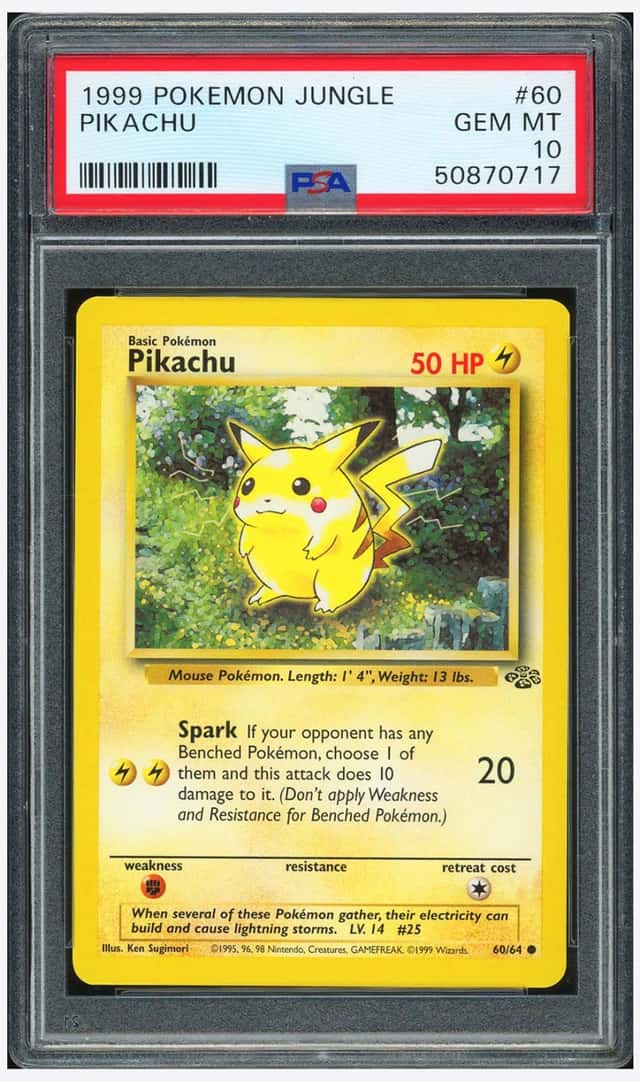 PTCG 宝可梦 PSA 10分 皮卡丘 1999 60/64 ● JU 森林 英文