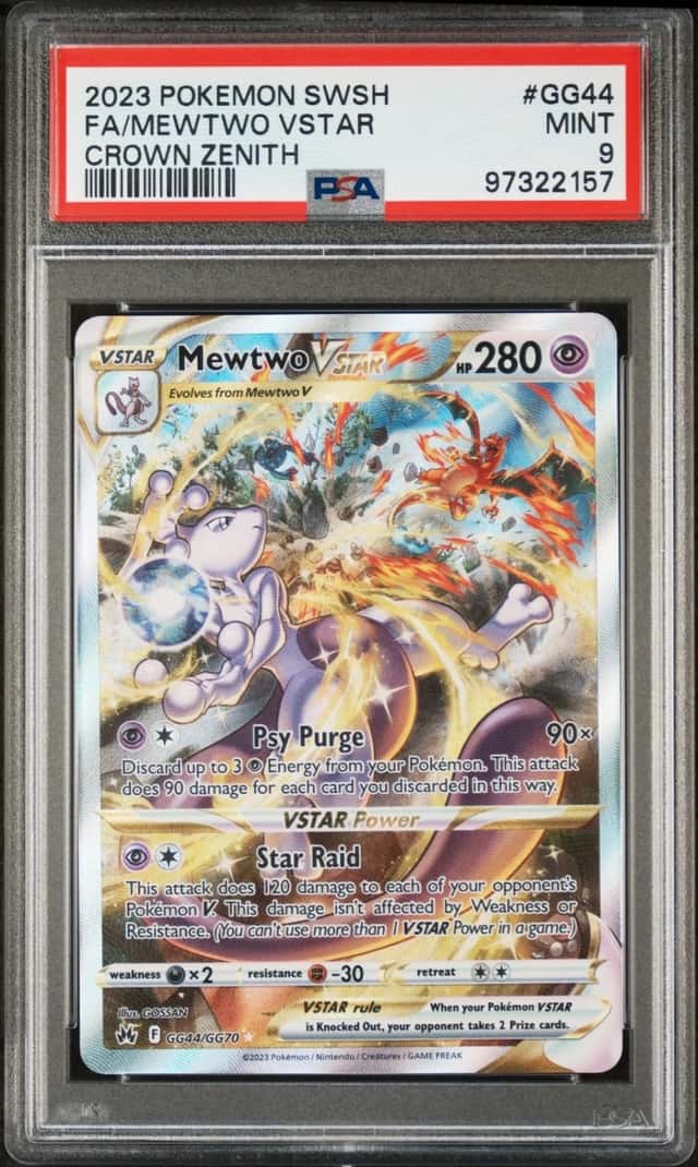 2023 POKEMON SWORD & SHIELD CROWN ZENITH #GG44 FULL ART/MEWTWO VSTAR PSA 9