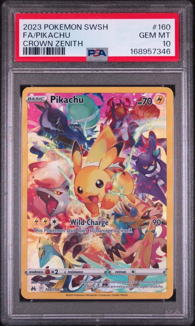 2023 POKEMON SWORD & SHIELD CROWN ZENITH #160 FULL ART/PIKACHU PSA 10
