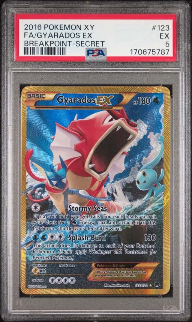 2016 POKEMON XY BREAKPOINT SECRET #123 FULL ART/GYARADOS EX PSA 5