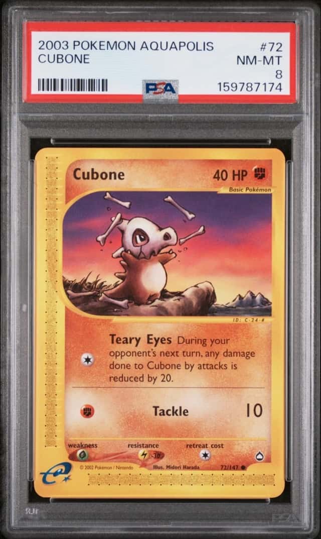 2003 POKEMON AQUAPOLIS #72 CUBONE PSA 8