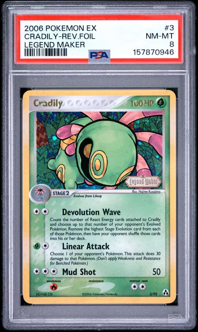 2006 POKEMON EX LEGEND MAKER #3 CRADILY-REVERSE FOIL PSA 8