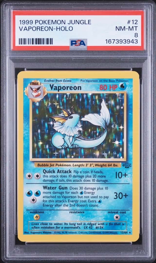 1999 POKEMON JUNGLE #12 VAPOREON-HOLO PSA 8