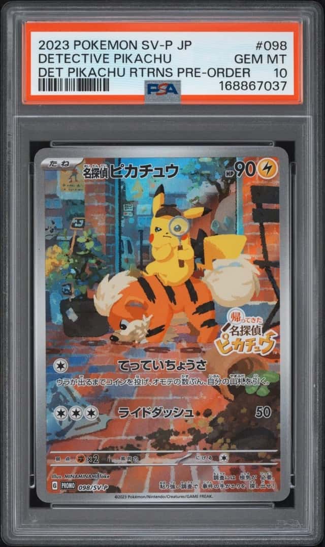 2023 POKEMON JAPANESE SV-P PRE-ORDER PROMO #098 DETECTIVE PIKACHU PSA 10