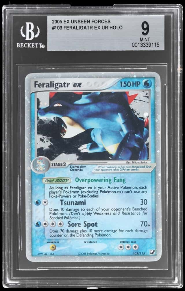 2005 Pokemon Ex Unseen Forces Holo Feraligatr Ex #103