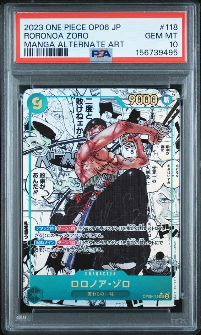 2024 One Piece OP06 JPN Manga Alternate Art #118 Roronoa Zoro PSA 10 GEM MINT