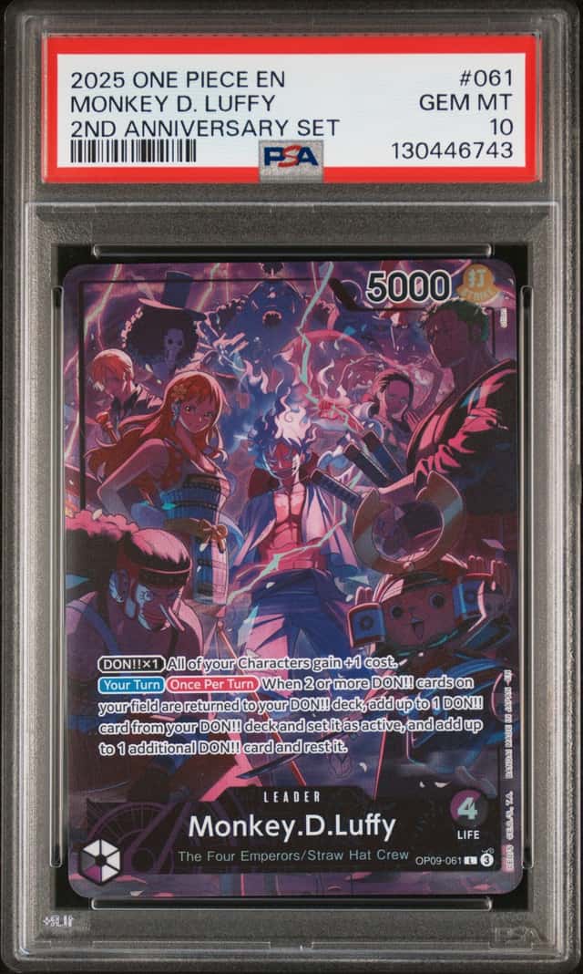 2025 One Piece EN 2nd Anniversary Set #061 Monkey D. Luffy PSA 10 GEM MINT