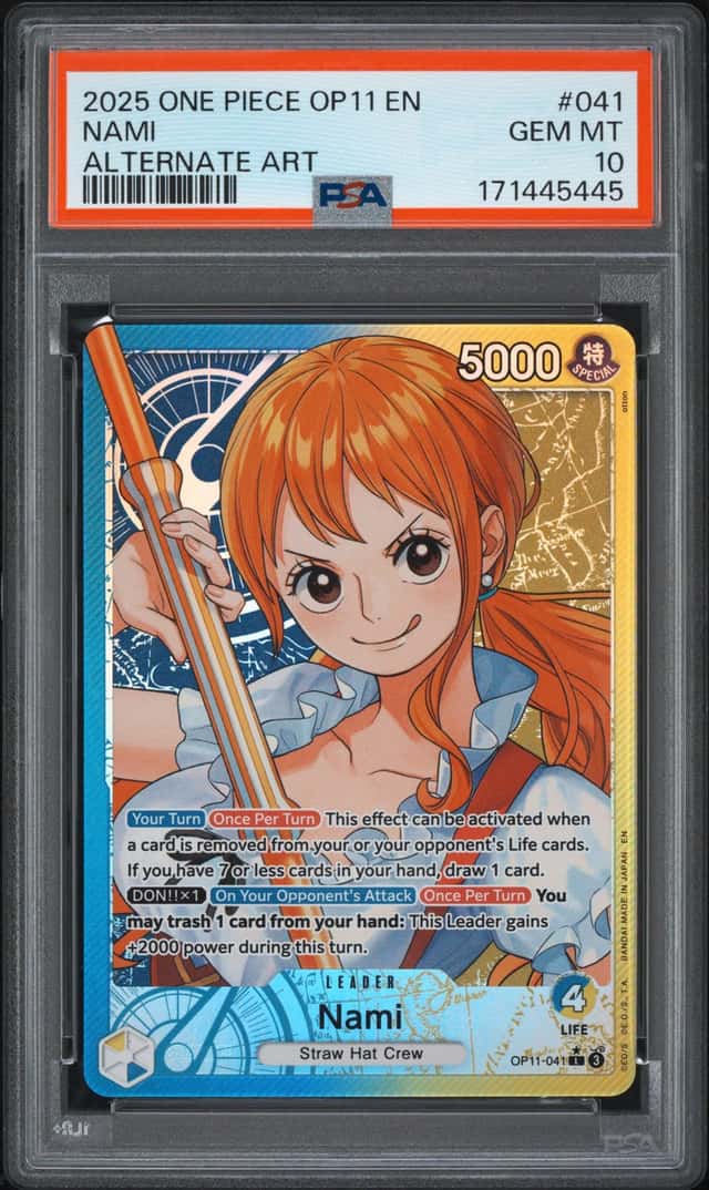 2025 One Piece A Fist Of Divine Speed #OP11-041 Nami Alternate Art PSA 10