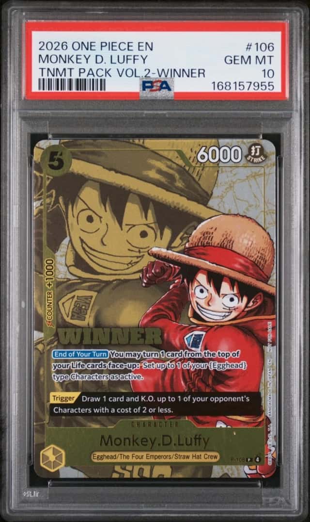 2026 ONE PIECE TOURNAMENT PACK VOL.2 WINNER #106 MONKEY D. LUFFY PSA 10