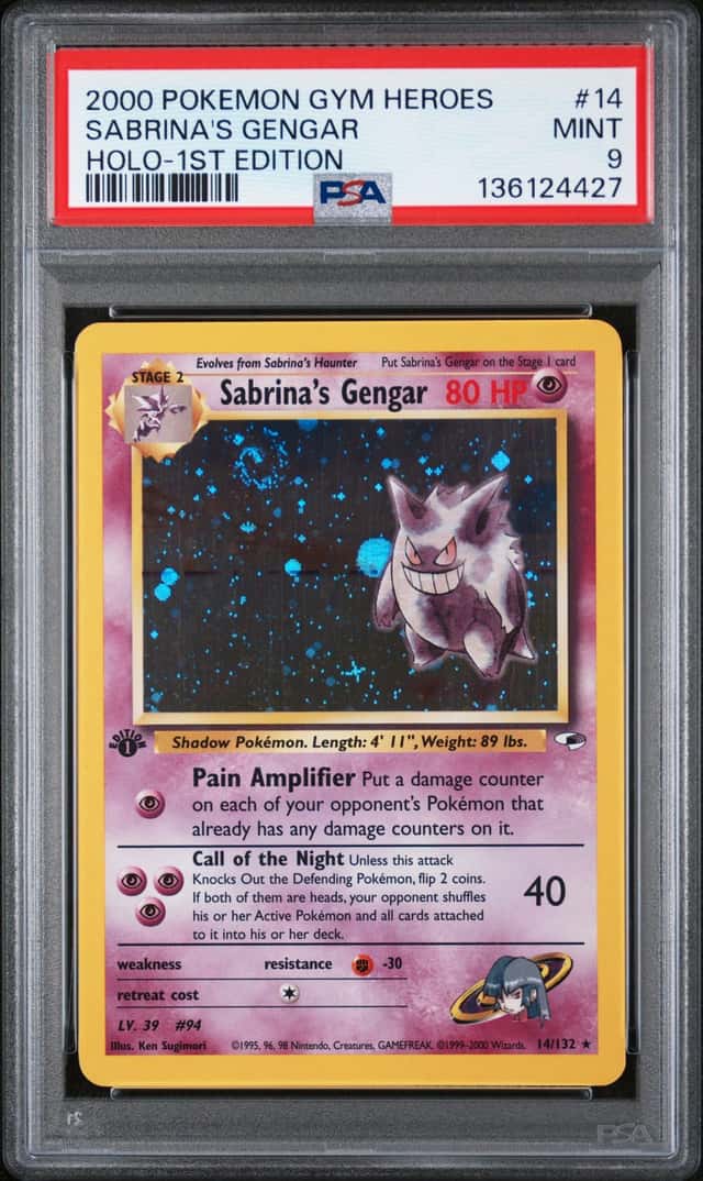 POKEMON SABRINA'S GENGAR 2000 GYM HEROES #14 1ST EDITION HOLO PSA 9