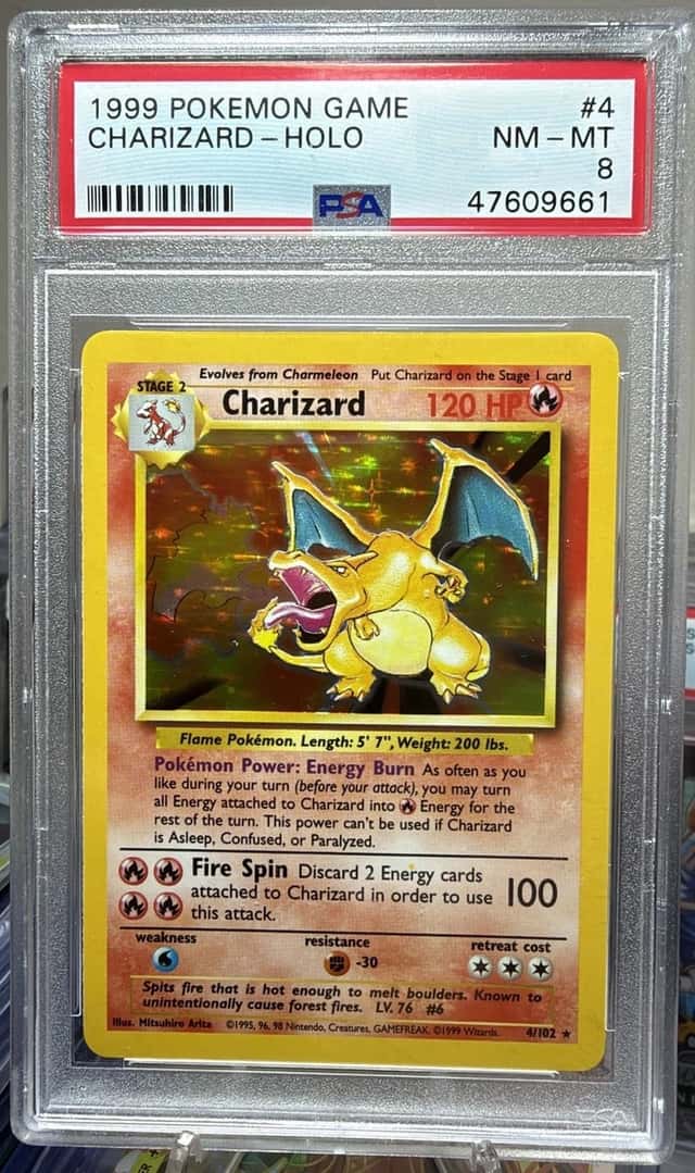 Pokémon 1999 Base Set Charizard Holo #4/102 PSA 8
