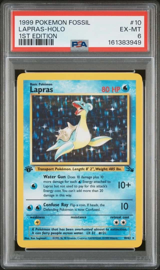 1999 POKEMON FOSSIL 1ST EDITION #10 LAPRAS-HOLO PSA 6