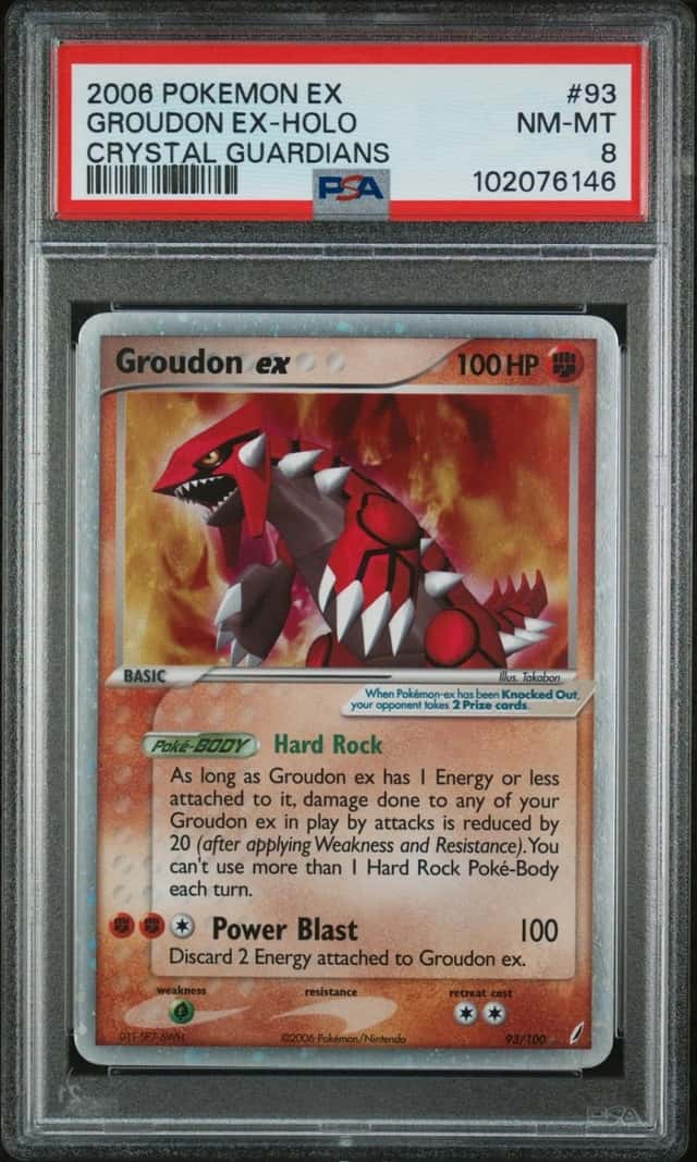 2006 POKEMON EX CRYSTAL GUARDIANS #93 GROUDON EX-HOLO PSA 8